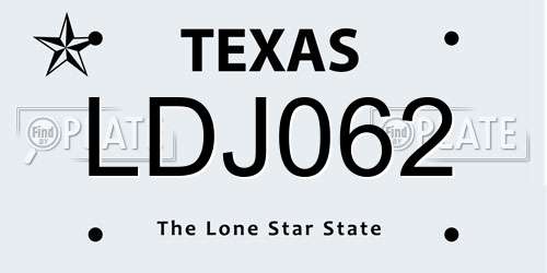 LDJ062 Texas License Plate