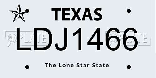 LDJ1466 Texas License Plate