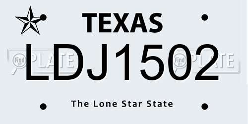 LDJ1502 Texas License Plate