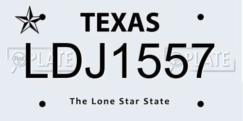 LDJ1557 Texas License Plate