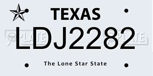 LDJ2282 Texas License Plate