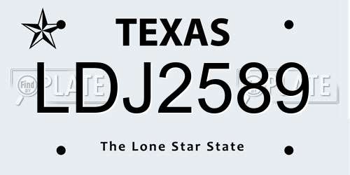 LDJ2589 Texas License Plate