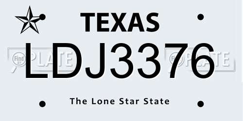 LDJ3376 Texas License Plate