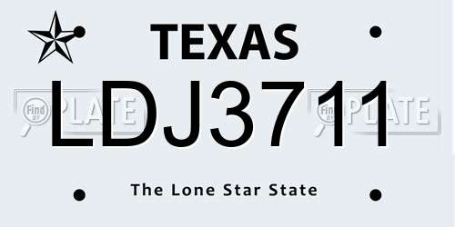 LDJ3711 Texas License Plate