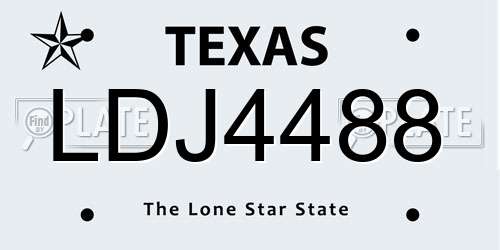 LDJ4488 Texas License Plate
