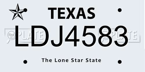 LDJ4583 Texas License Plate