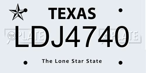 LDJ4740 Texas License Plate