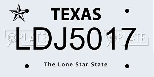 LDJ5017 Texas License Plate
