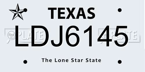 LDJ6145 Texas License Plate