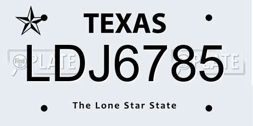 LDJ6785 Texas License Plate