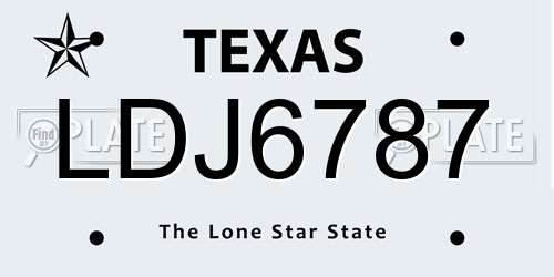 LDJ6787 Texas License Plate