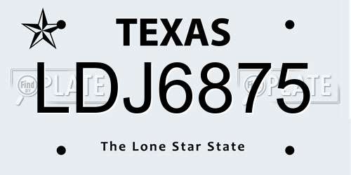 LDJ6875 Texas License Plate