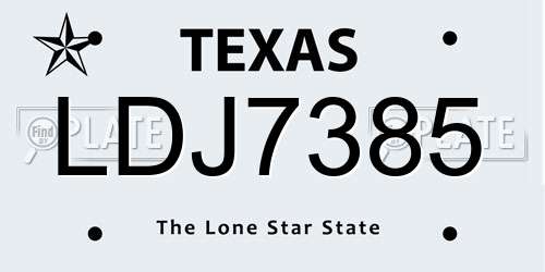 LDJ7385 Texas License Plate