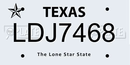 LDJ7468 Texas License Plate