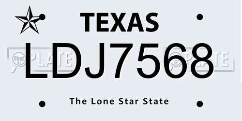 LDJ7568 Texas License Plate