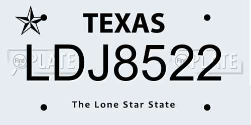 LDJ8522 Texas License Plate