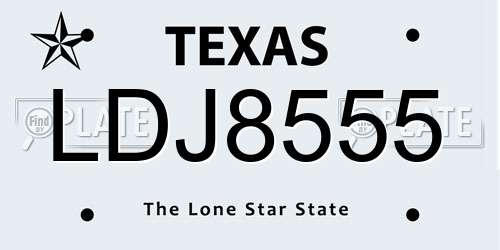 LDJ8555 Texas License Plate