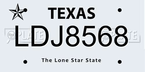 LDJ8568 Texas License Plate