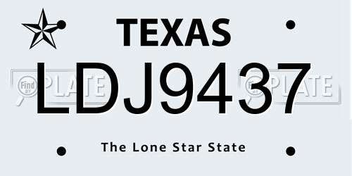 LDJ9437 Texas License Plate