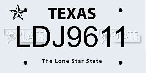 LDJ9611 Texas License Plate