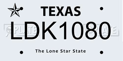 LDK1080 Texas License Plate