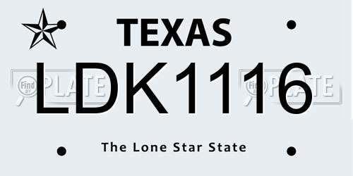 LDK1116 Texas License Plate