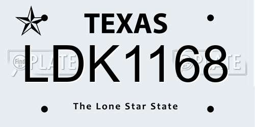 LDK1168 Texas License Plate
