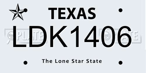 LDK1406 Texas License Plate