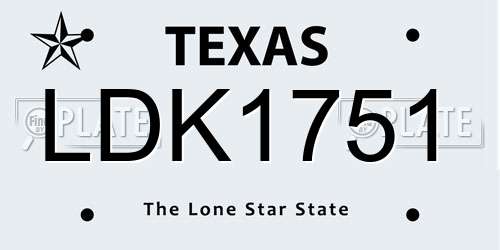 LDK1751 Texas License Plate