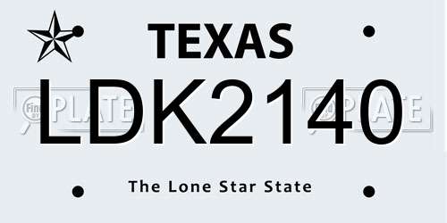 LDK2140 Texas License Plate