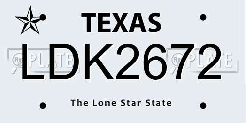 LDK2672 Texas License Plate