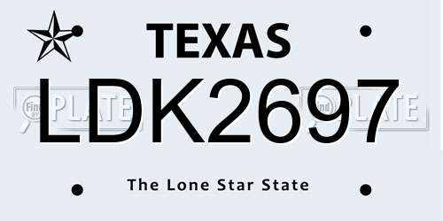 LDK2697 Texas License Plate