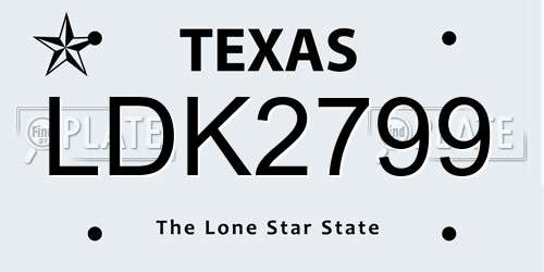 LDK2799 Texas License Plate