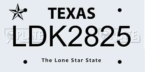LDK2825 Texas License Plate
