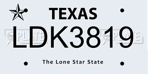 LDK3819 Texas License Plate