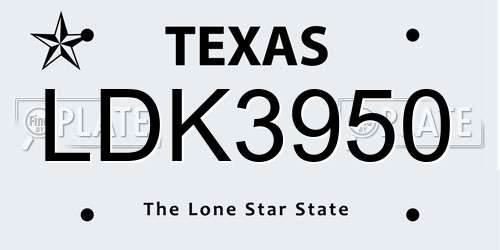 LDK3950 Texas License Plate