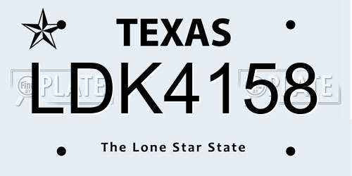 LDK4158 Texas License Plate