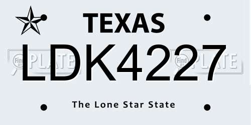 LDK4227 Texas License Plate