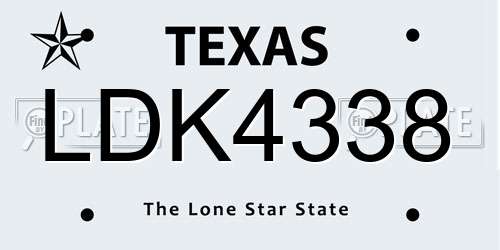 LDK4338 Texas License Plate