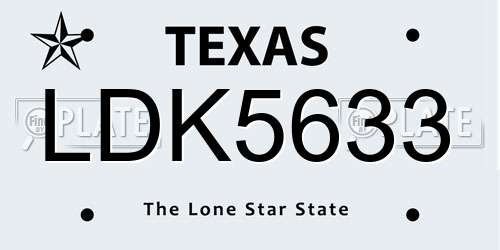 LDK5633 Texas License Plate