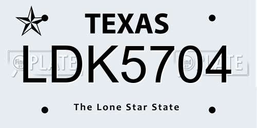 LDK5704 Texas License Plate