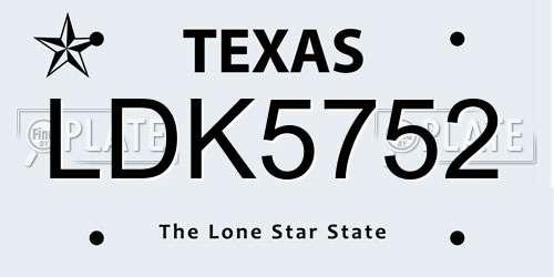 LDK5752 Texas License Plate
