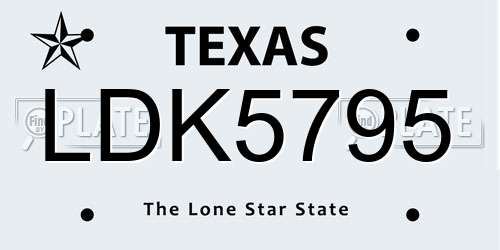 LDK5795 Texas License Plate