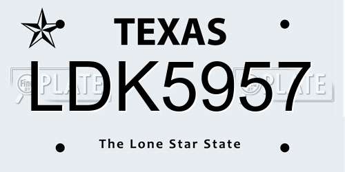LDK5957 Texas License Plate