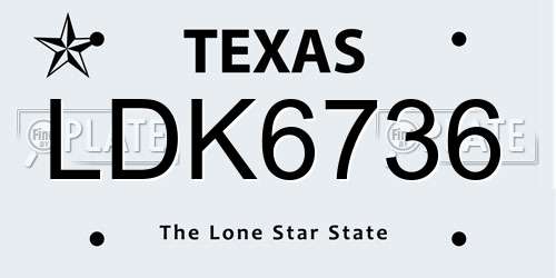 LDK6736 Texas License Plate