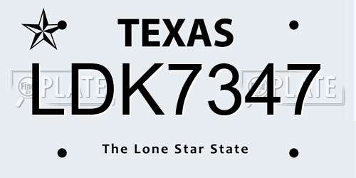 LDK7347 Texas License Plate
