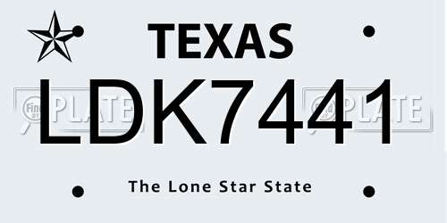LDK7441 Texas License Plate