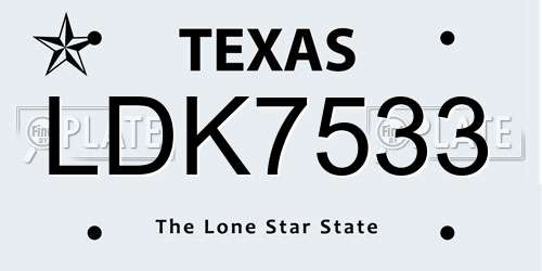 LDK7533 Texas License Plate