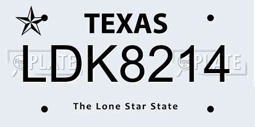 LDK8214 Texas License Plate