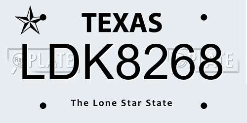 LDK8268 Texas License Plate